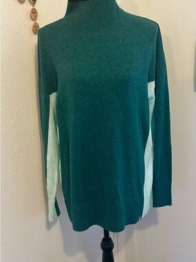 Talbots Teal and Mint Colorblock Turtleneck Sweater